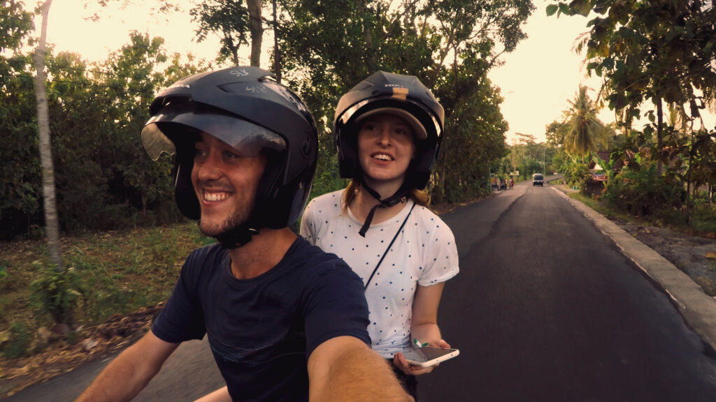 Thumbnail for vlog - Riding a scooter on our road trip in Yogyakarta