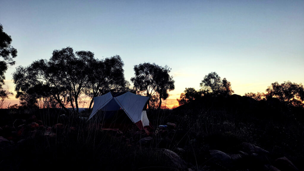 Tent on Hill Top Lookout - Hiking the Larapinta Trail - Northern Territory, Australia