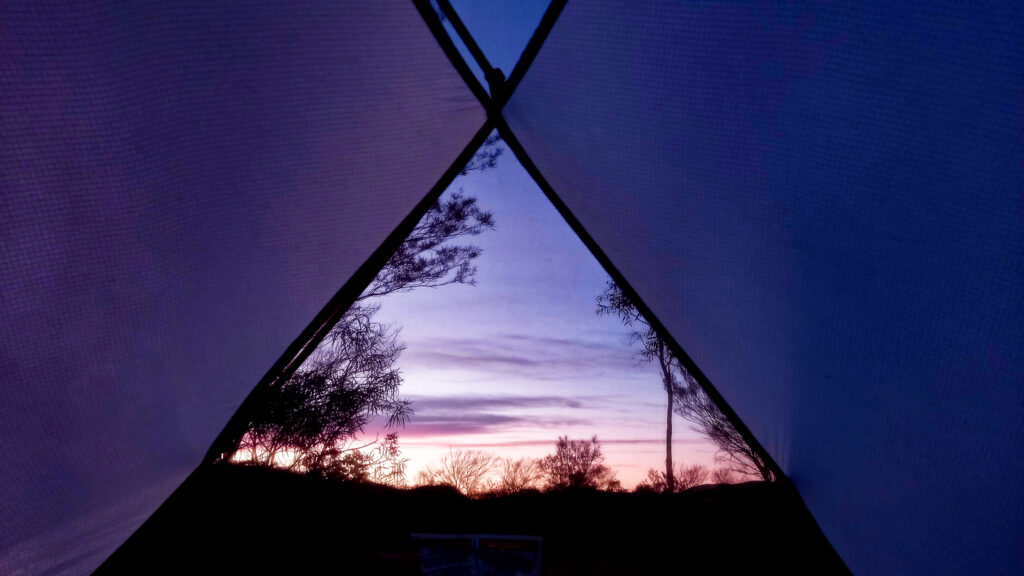 Sunrise at the Hugh Gorge camping site on the Larapinta Trail