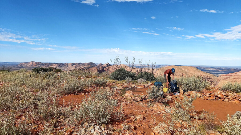 Setting up camp on top of Brinkley Bluff
