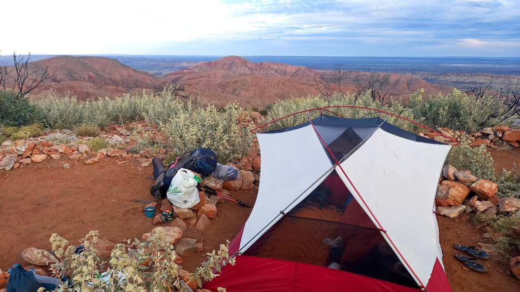 Our tent on top of Brinkley Bluff