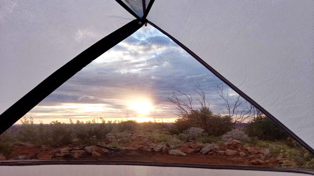 View on sunrise from tent - Larapinta Trail