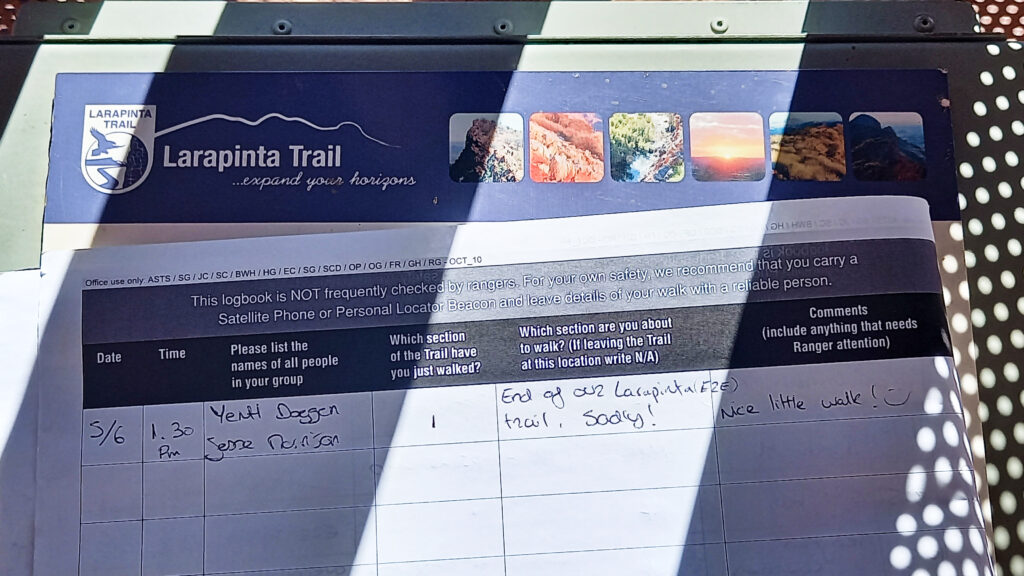Logbook on the Larapinta Trail