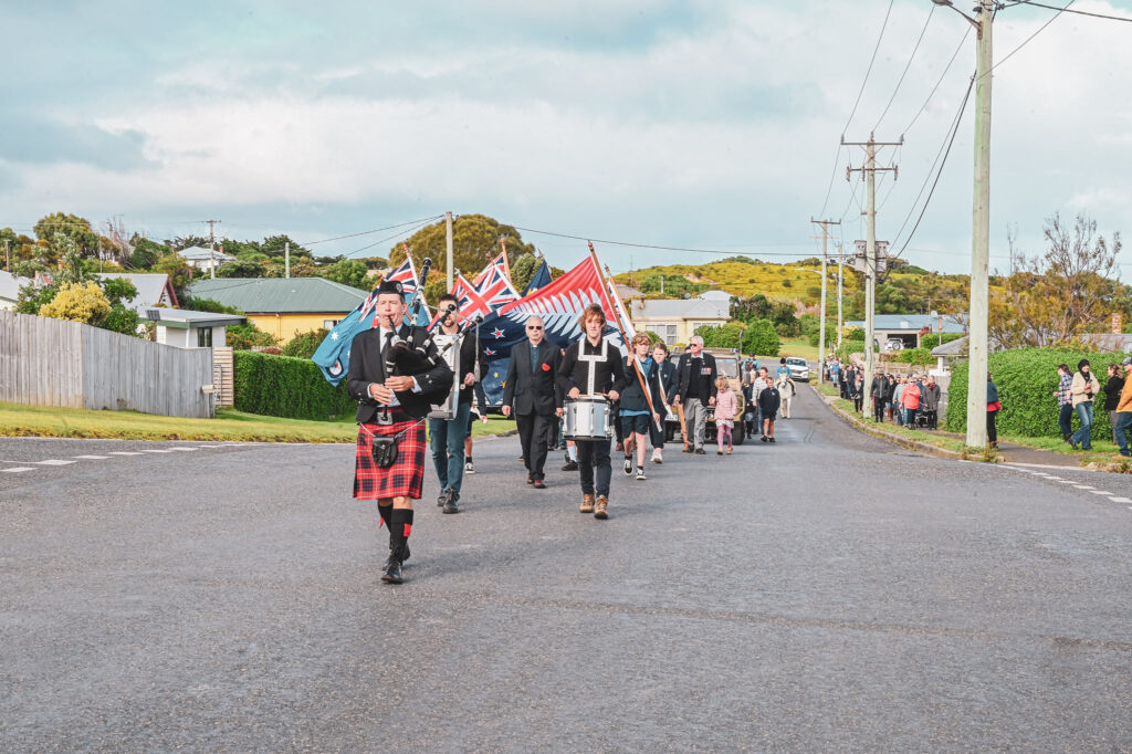 Marching in the ANZAC parade on King Island 
