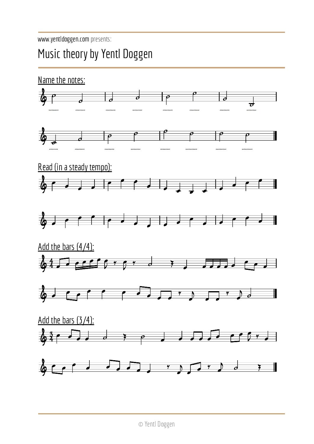 PDF for the music theory exercises for beginners
