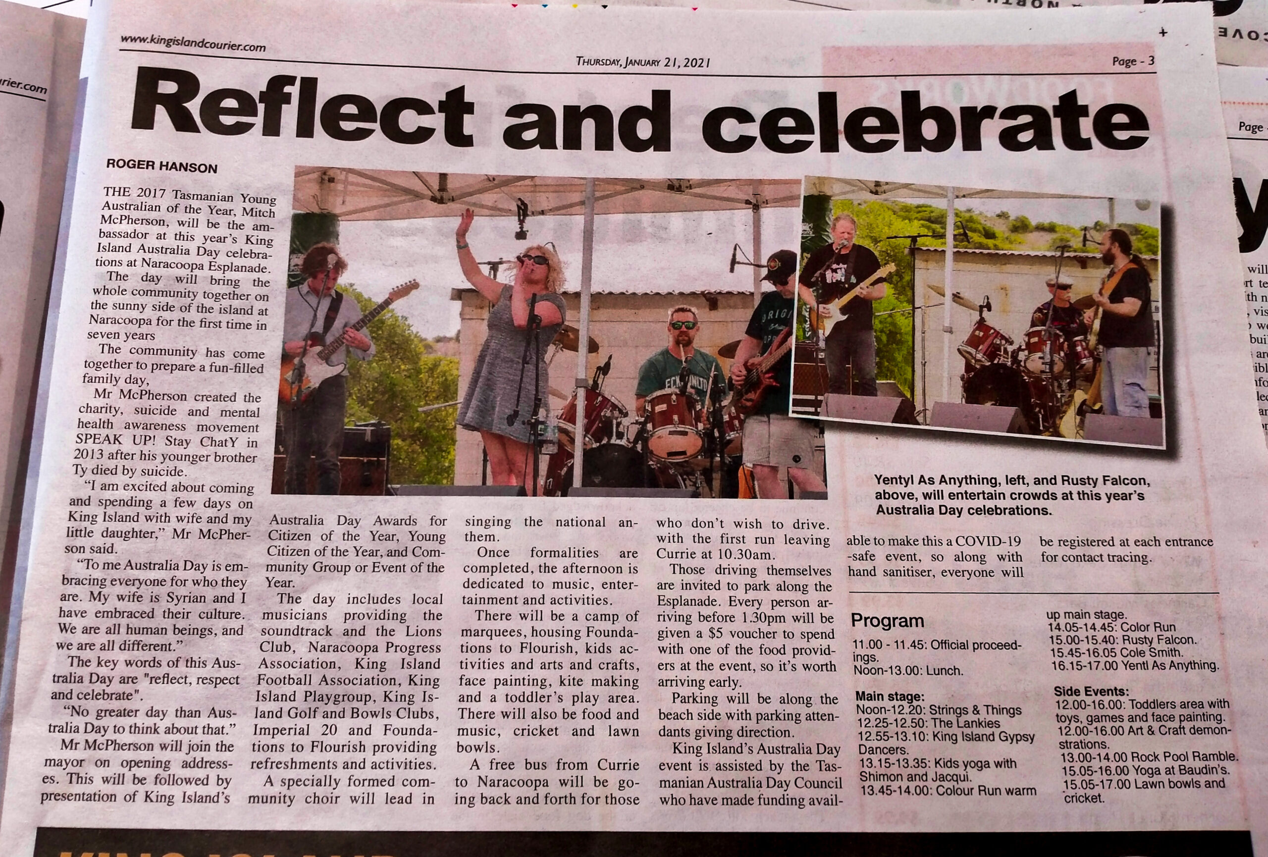 Excerpt of the King Island Courier, Yentl As Anything Article