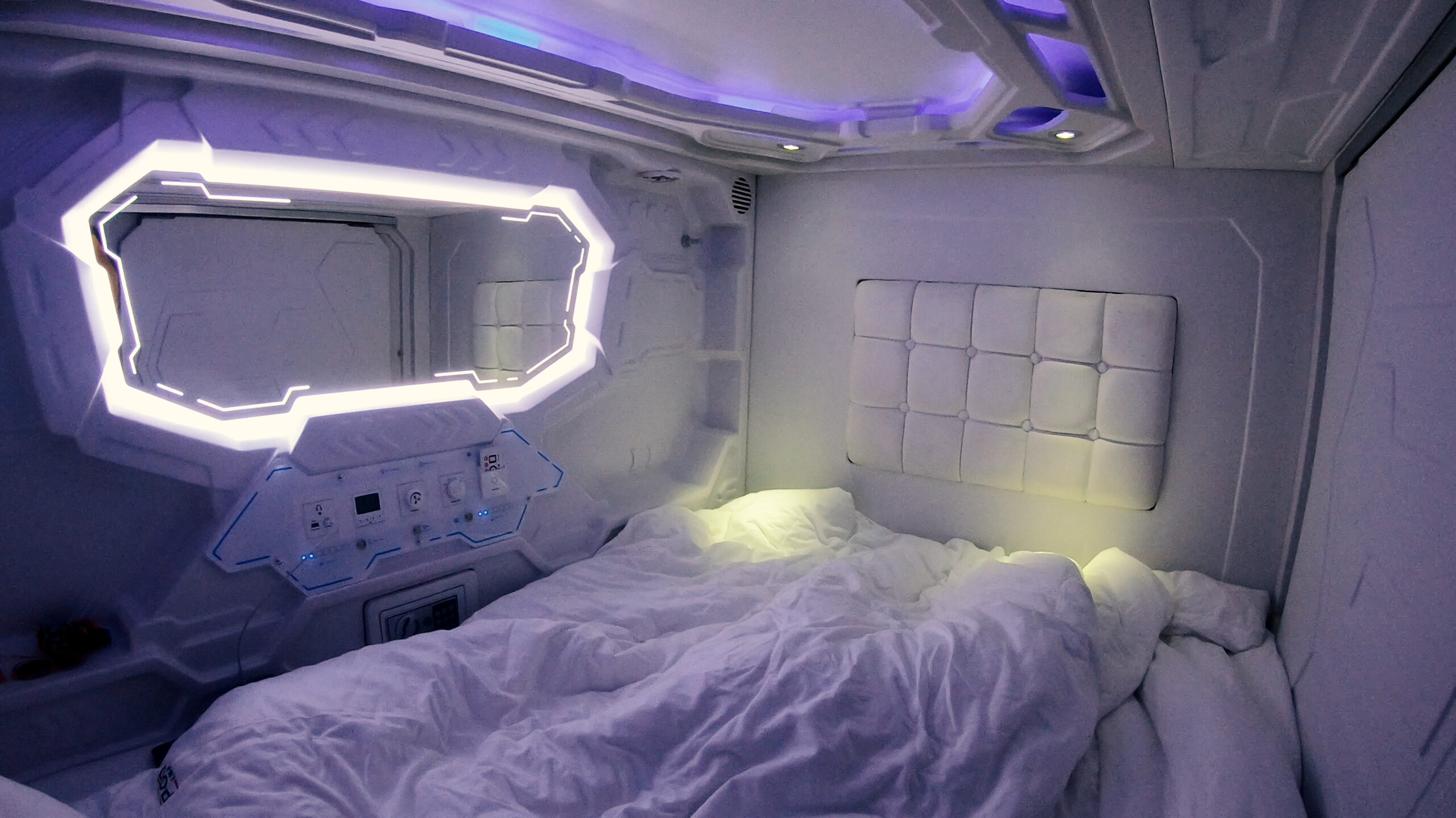 A sleeping capsule from the inside