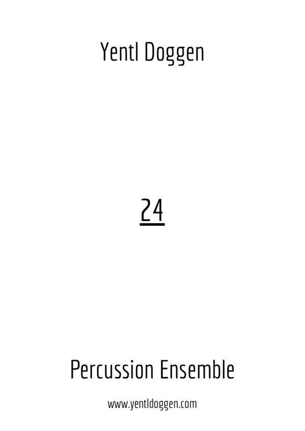 The frontpage for the percussion ensemble arrangement of 24