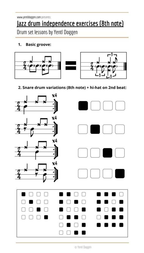 Snare drum exercises for the jazz-drum independence exercises post 