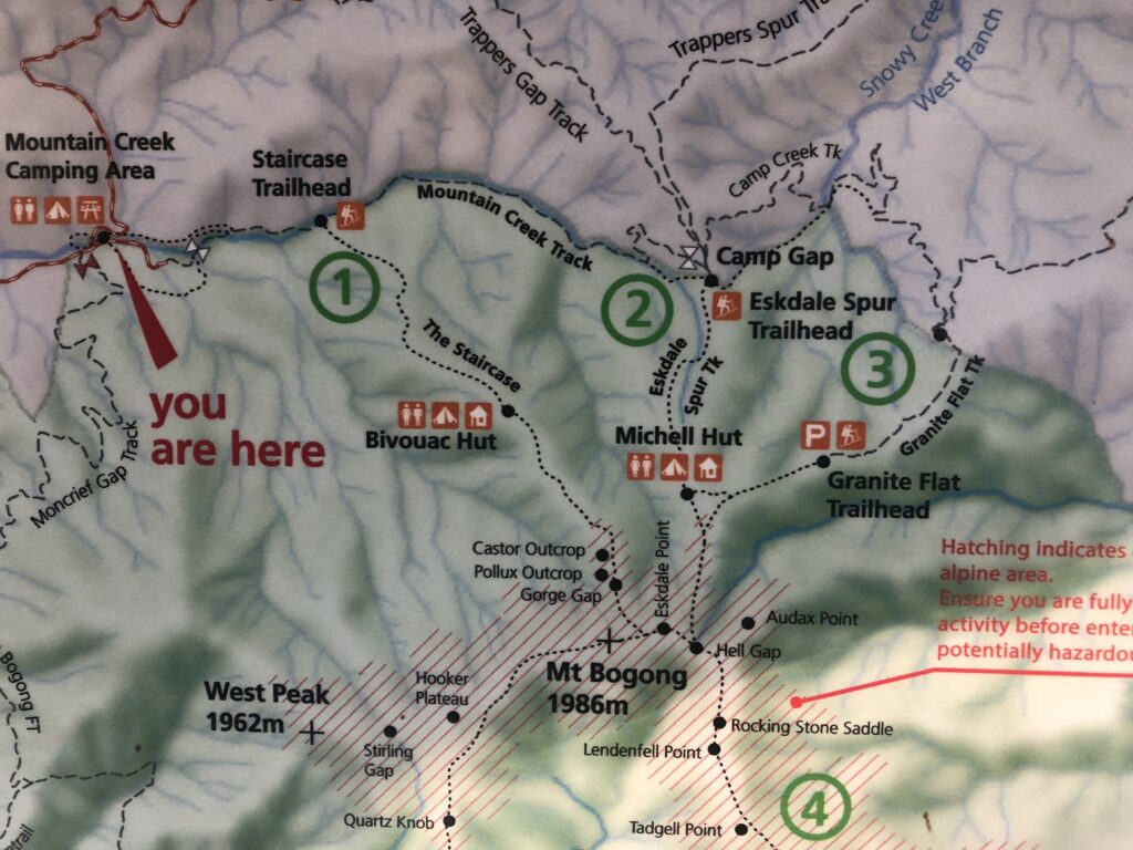Map of Mt Bogong hiking trails 