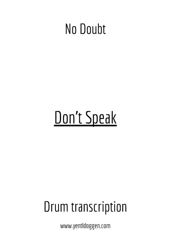Don't Speak - No Doubt - Drum Transcription | PDF Download