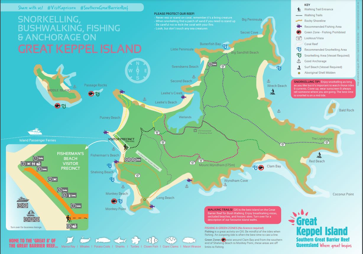 Great Kepple Island tourist hiking trail map