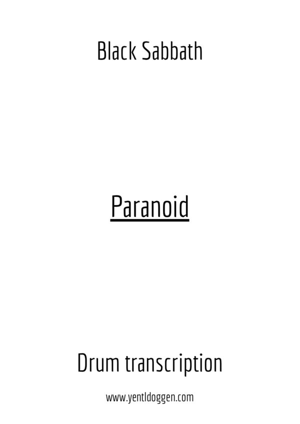 Paranoid - Black Sabbath - Drum Transcription | PDF download