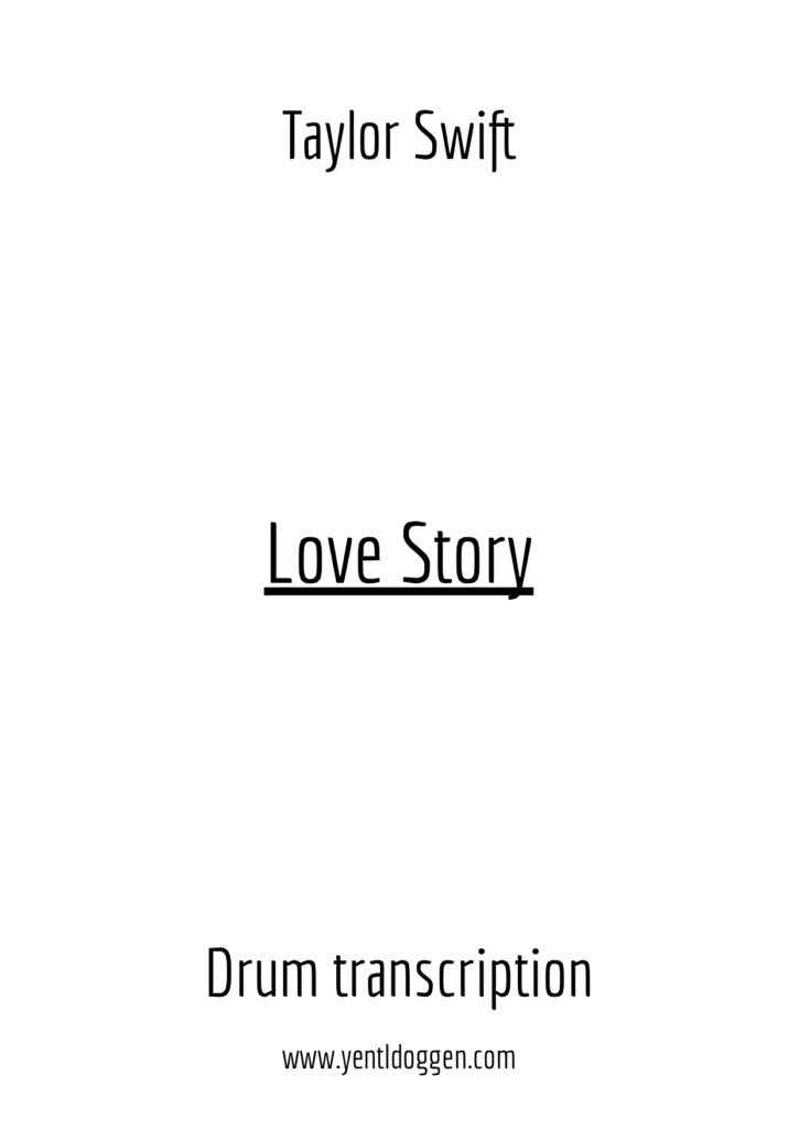 Love Story Taylor Swift Drum Transcription Sheet PDF