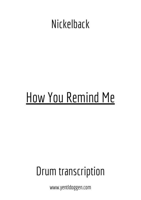 How You Remind Me - Nickelback - Drum Transcription | PDF download