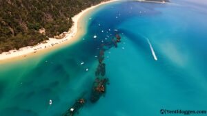 Tangalooma shipwrecks from the helicopter