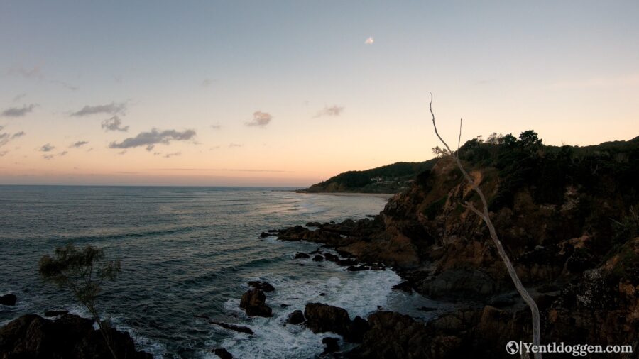 Shoreline with rocks in Byron Bay Australia