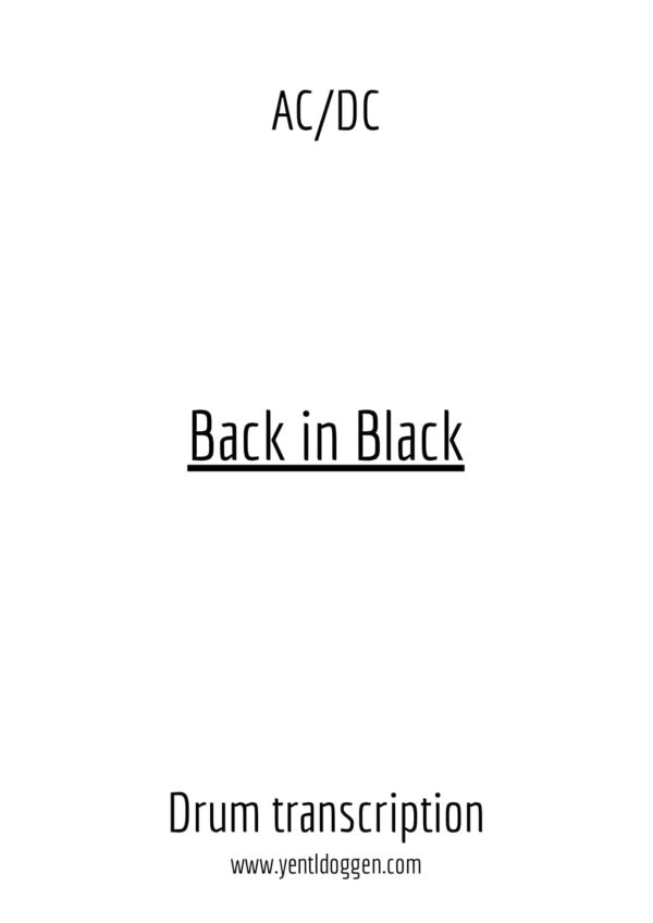 Back in Black | AC/DC | Drum Transcription | PDF download