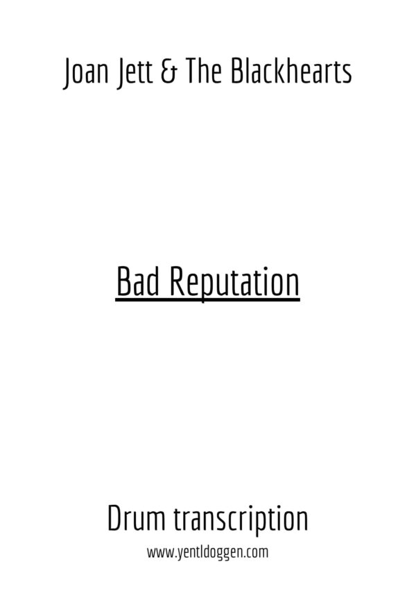 Bad Reputation | Joan Jett & the Blackhearts | Drum Transcription