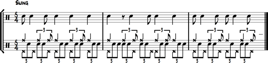 5/4 hi-hat melody with snare drum triplet fills