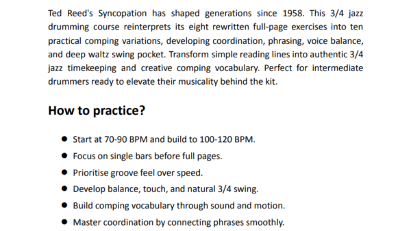 Alternative view of Mastering 3/4 Comping Essentials for Jazz Drummers | PDF Download