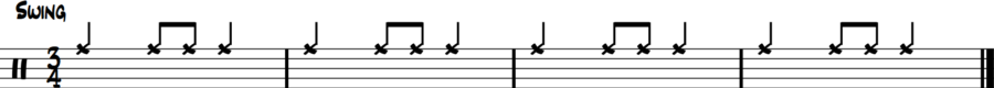 Jazz drummer playing standard 3/4 ride cymbal pattern, pure waltz timekeeping foundation