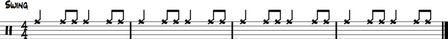 Baseline jazz drumming exercise: ride cymbal only playing standard jazz time, no hi-hat snare or bass drum for pure timekeeping practice.
