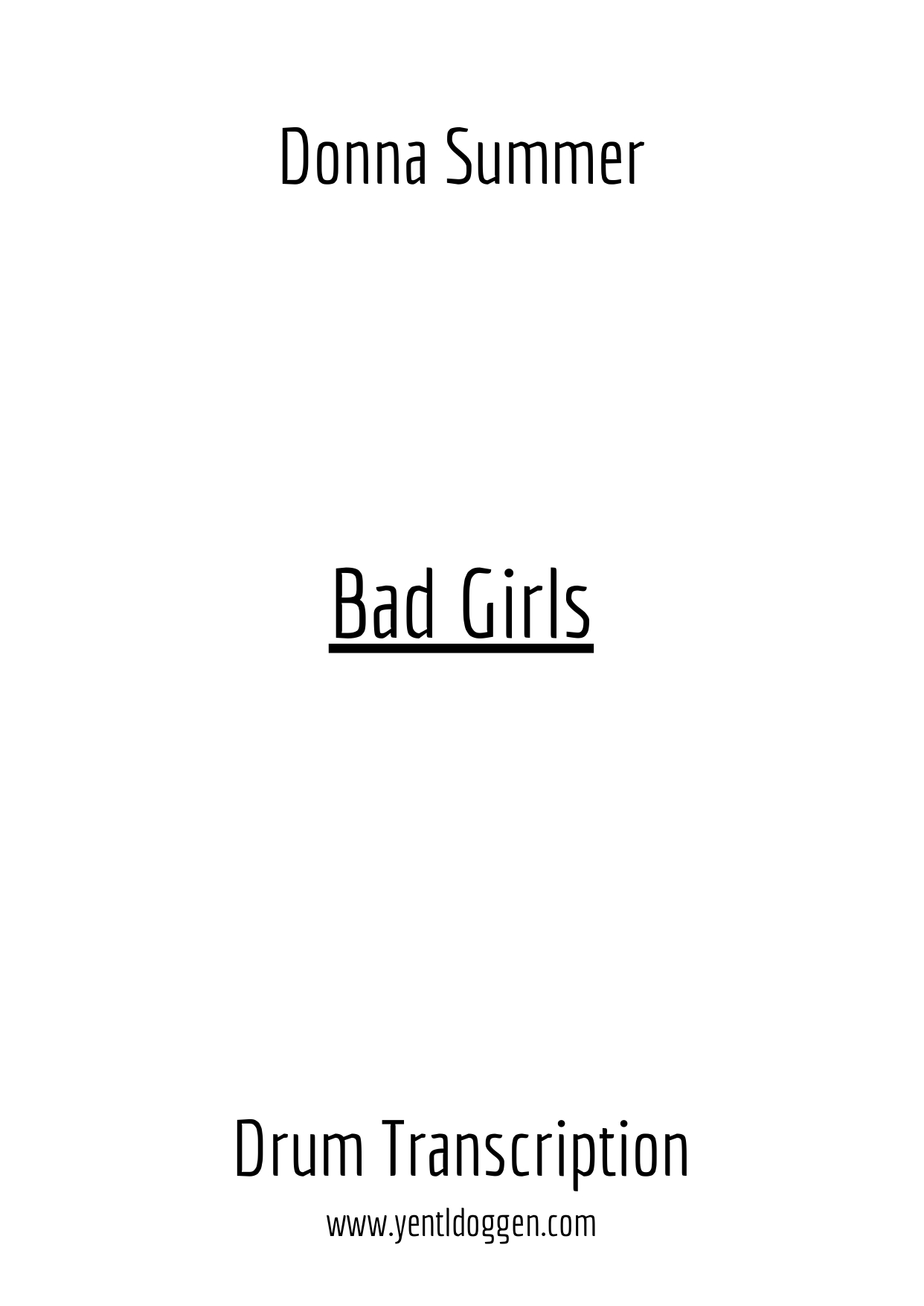 Bad Girls - Donna Summer - Drum Transcription | PDF download