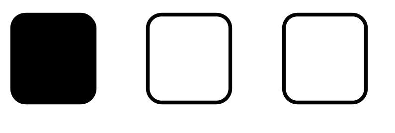 Image of a three-dot rhythmic permutation where only the first dot is filled in black and the other two dots remain open.

