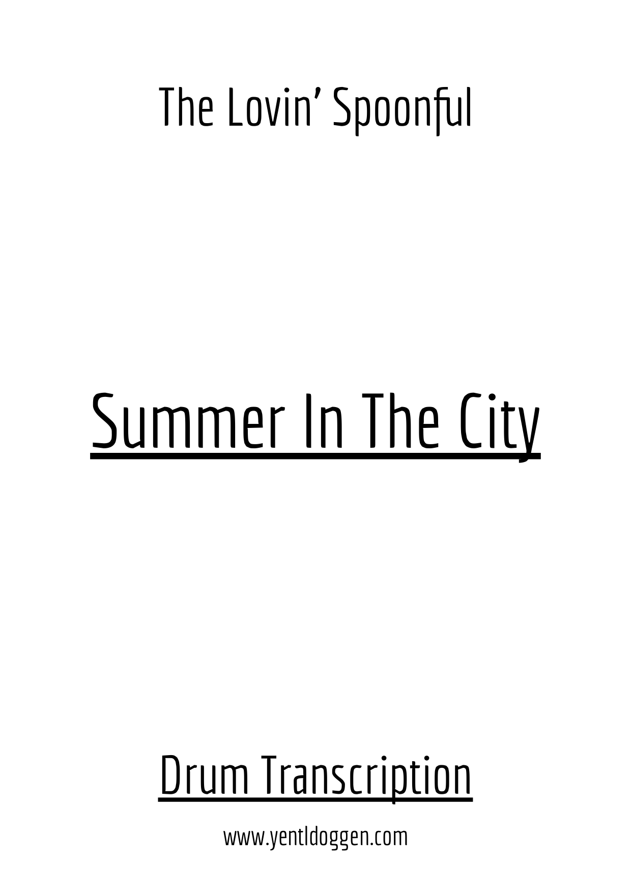 Summer In The City The Lovin' Spoonful Drum Transcription