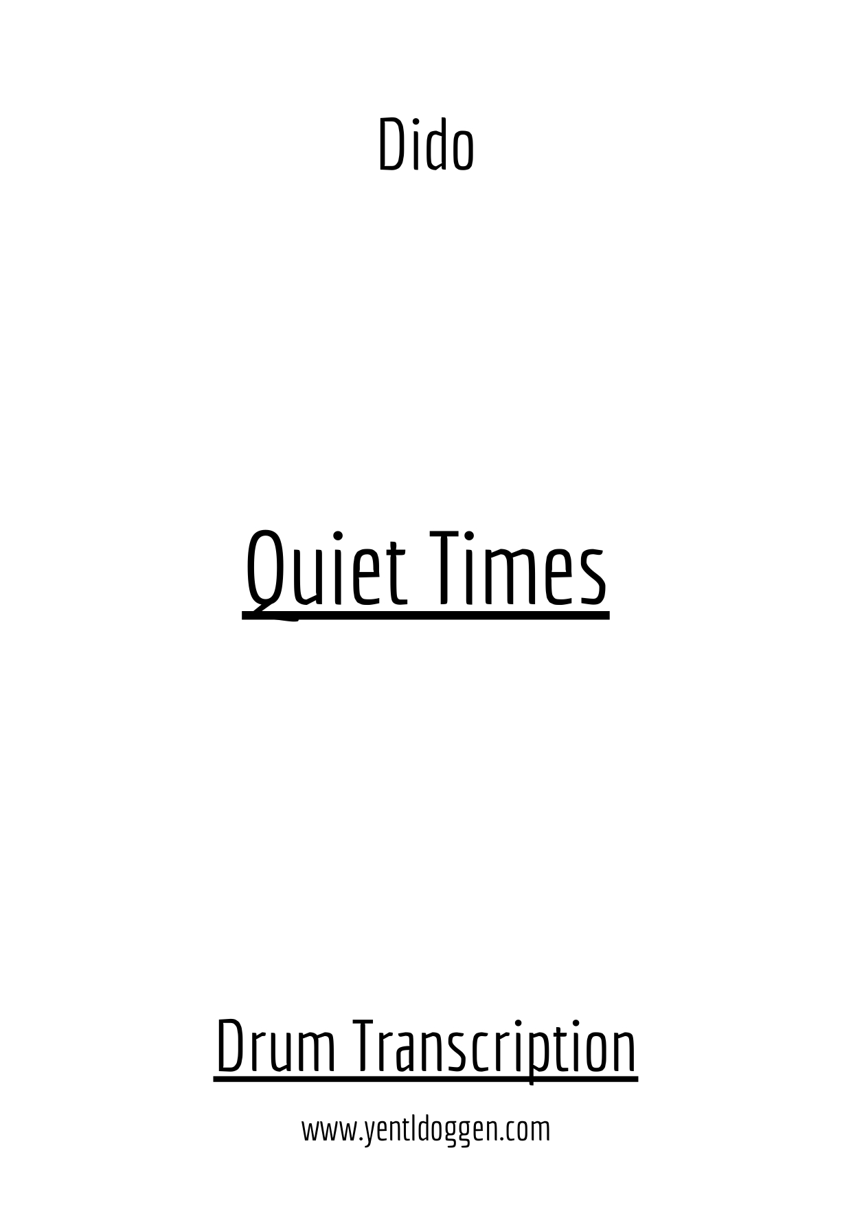Quiet Times - Dido - Drum Transcription PDF download